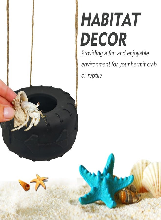 MAGNEECH Colours Hermit Crab Tire Swing,Suction Cup Hook Climbing Toy,Hermit Crab Terrarium Accessories - A Must-Have for Any Reptile Amphibian Small Aquatic Animals Lover(Black) - Image 2